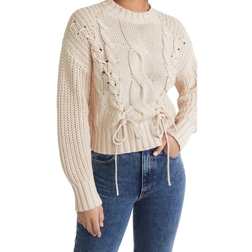Famer Laced Cream Cable Knit Sweater Size S